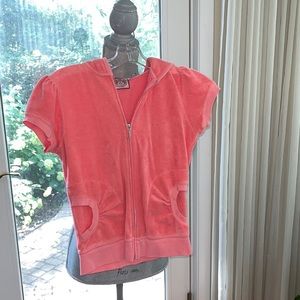 Juicy Couture Short Sleeve Hooded Terry Cloth Zip Up